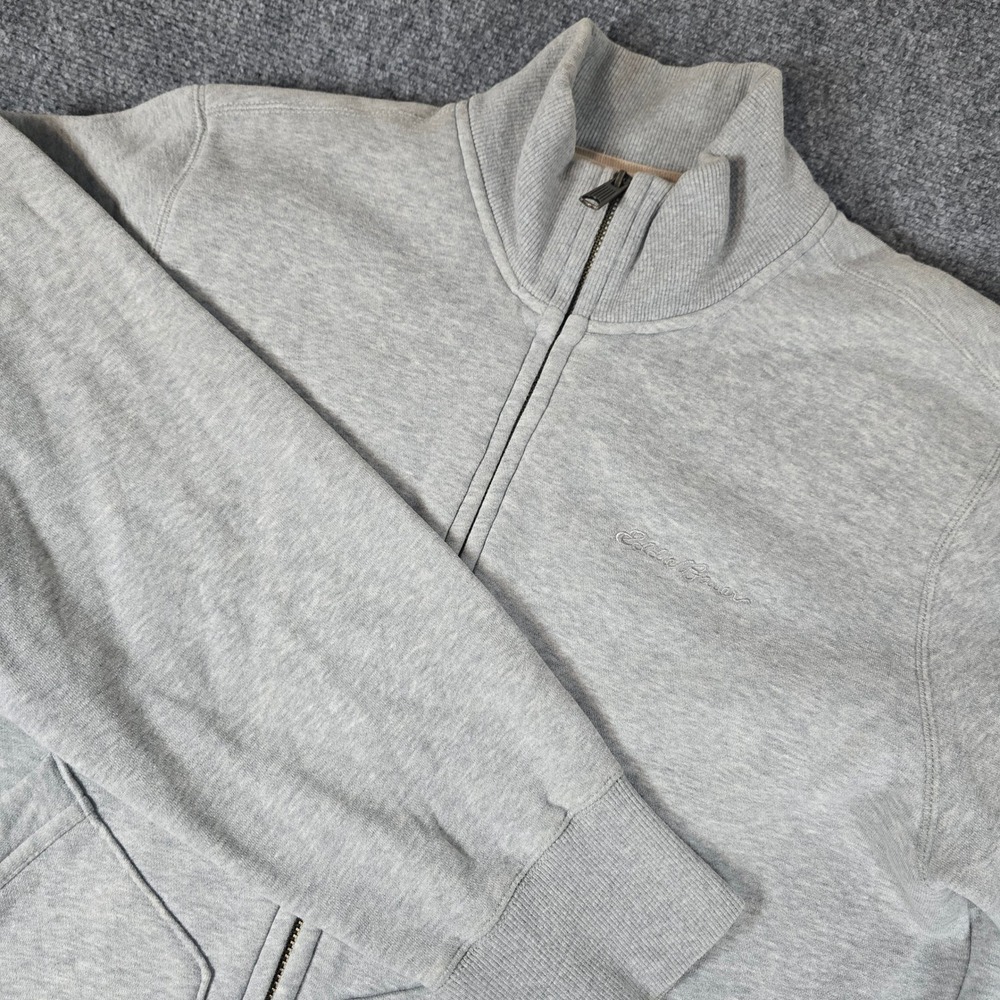 Eddie Bauer Mens Gray Sherpa Lined Full Zip Sweatshirt Jacket‎ XL